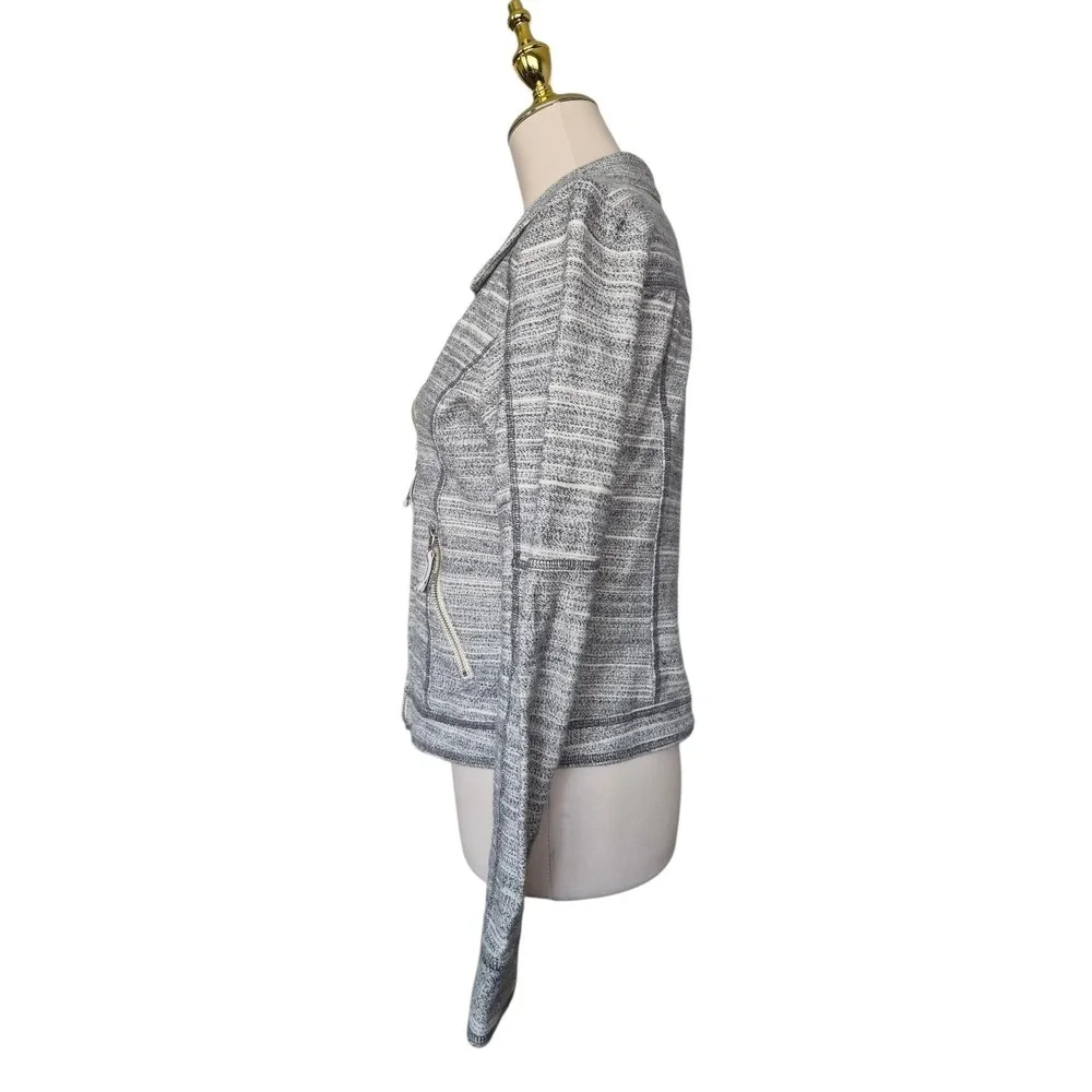 Anthropologie Gray Caitlin‎ Moto Full Zip Blazer Biker Womens Sz M 100% Cotton